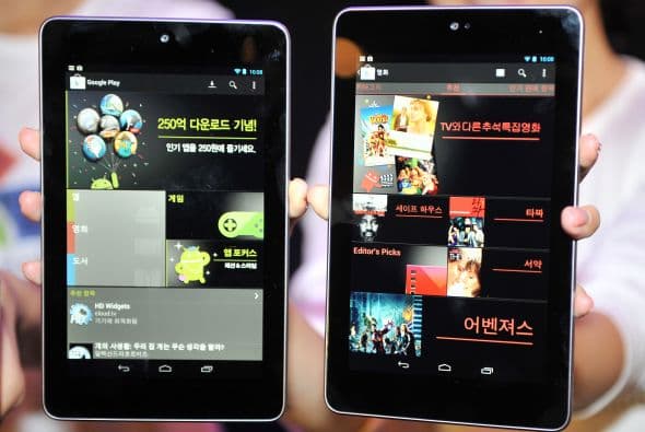 Nexus 7, la primera tableta de Google. En junio Google se estrenó en el mercado de las tabletas presentando la suya, la Nexus 7. Con una pantalla táctil de 7 pulgadas y alta definición, 340 gramos de peso, nueve horas de batería en reproducción de vídeo y un precio de 199 dólares, la tableta Nexus 7 parece destinada a competir directamente con Kindle Fire de Amazon o el Galaxy Tab de Samsung, en un terreno donde el iPad marca la pauta a seguir. La tableta cuenta con un potente procesador Tegra 3 de Nvidia, cámara frontal para videoconferencias de 1.2 megapixeles, bajo consumo de batería en espera (hasta 300 horas), 1 Gb de memoria RAM, puerto micro USB, y conexión a internet solo con Wi-fi.