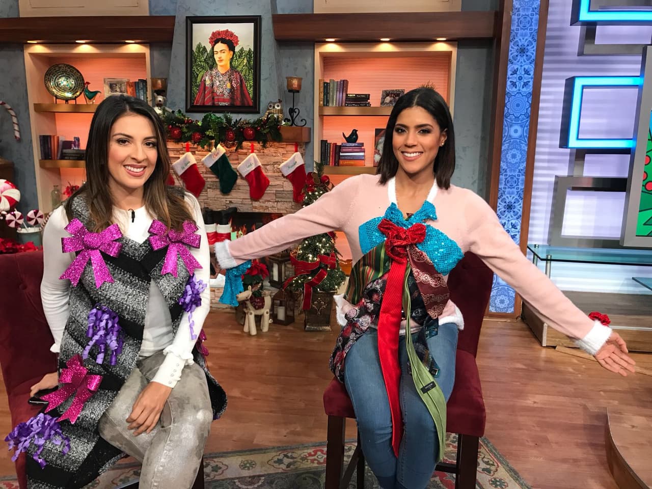 Maity Interiano llegó a hacerle la competencia, ella eligió un tono morado para sus listones.