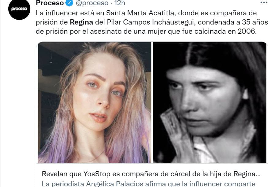 De acuerdo con la periodista mexicana Angélica Palacios, cuya información ha sido retomada por diversos medios como Proceso y Radio Fórmula, se trata de 
<b>Regina del Pilar Campos Incháustegui. </b>
<br>