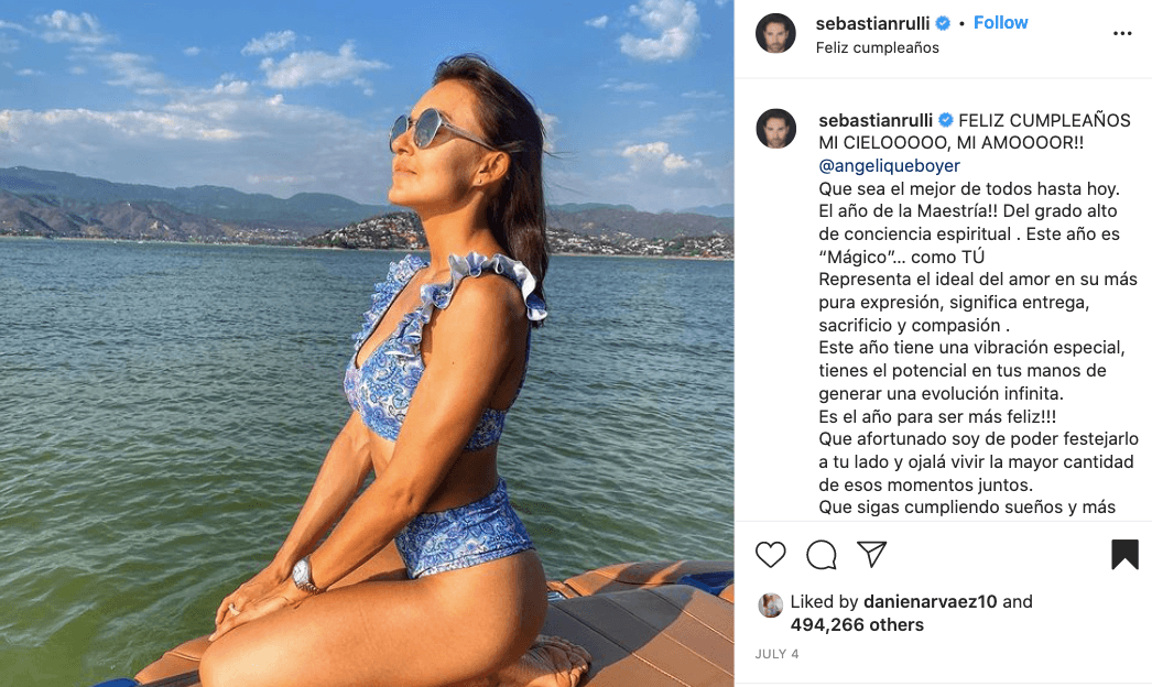 Por supuesto, esta no es la única ocasión en que el actor presumió a su pareja. En el cumpleaños de Angelique (el 4 de julio), Sebastián no perdió la oportunidad para decirle que la ama.