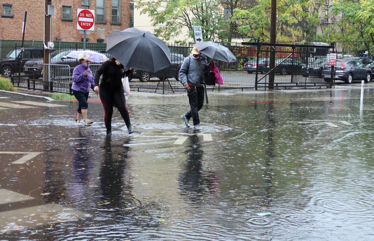 Una calle inundada en Hoboken, Nueva Jersey.
<br>