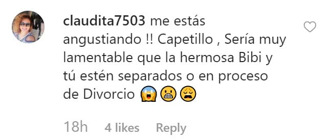 Aunque la mayoría de los comentarios eran saludos y buenos deseos para Capetillo, hubo otros que creyeron que había un distanciamiento con Gaytán, como el de la usuaria @claudita7503.