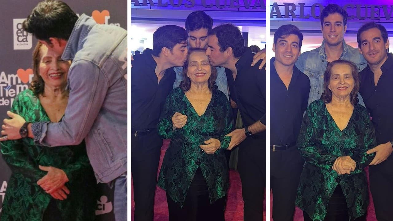 Danilo Carrera junto a su abuela doña Elsa, y sus hermanos menores Xavier y Leopoldo.