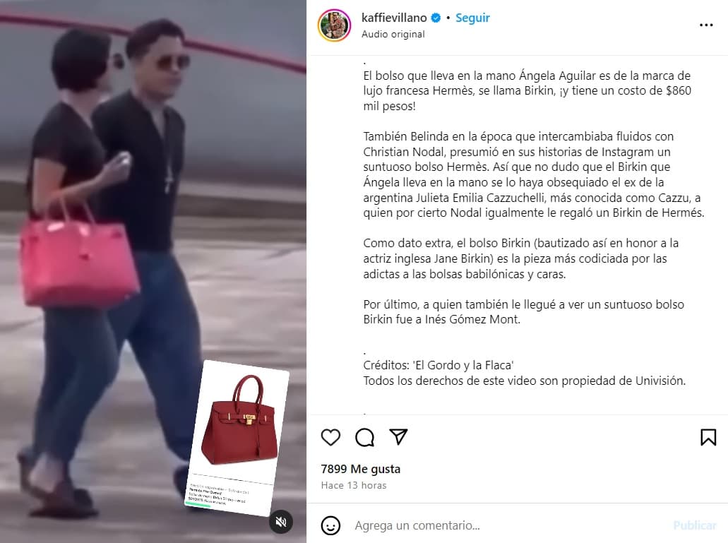 Álex Kaffie afirmó que el bolso de Ángela Aguilar es un Hermès.
