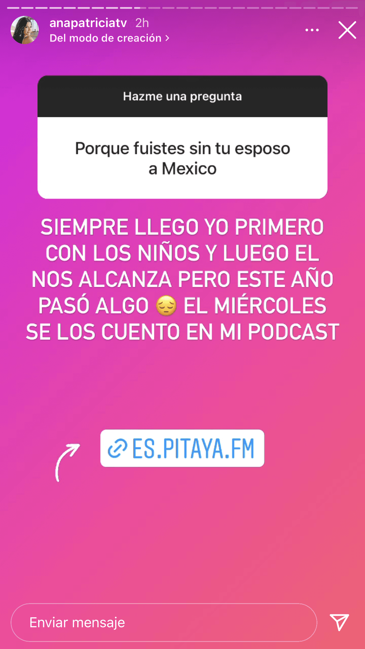 Otro detalle que dejó al descubierto fue que en las pasadas fiestas ella viajó a Sonora para estar con su familia, pero esta vez "pasó algo" que impidió que su marido la acompañara. 
<br>