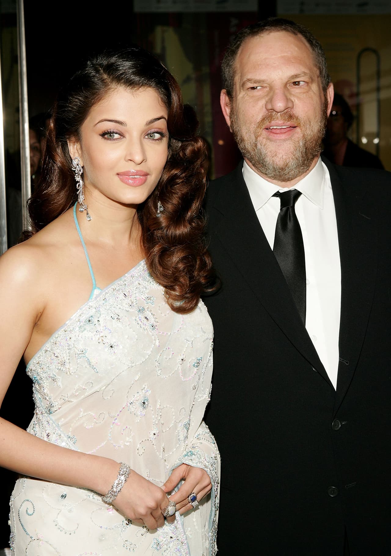 NEW YORK - APRIL 19: Actress Aishwarya Rai and producer Harvey Weinstein arrive for Time Magazine Celebrates New "Time 100" list of Most Influential People In The World on April 19, 2005 in New York City. (Photo by Paul Hawthorne/Getty Images)