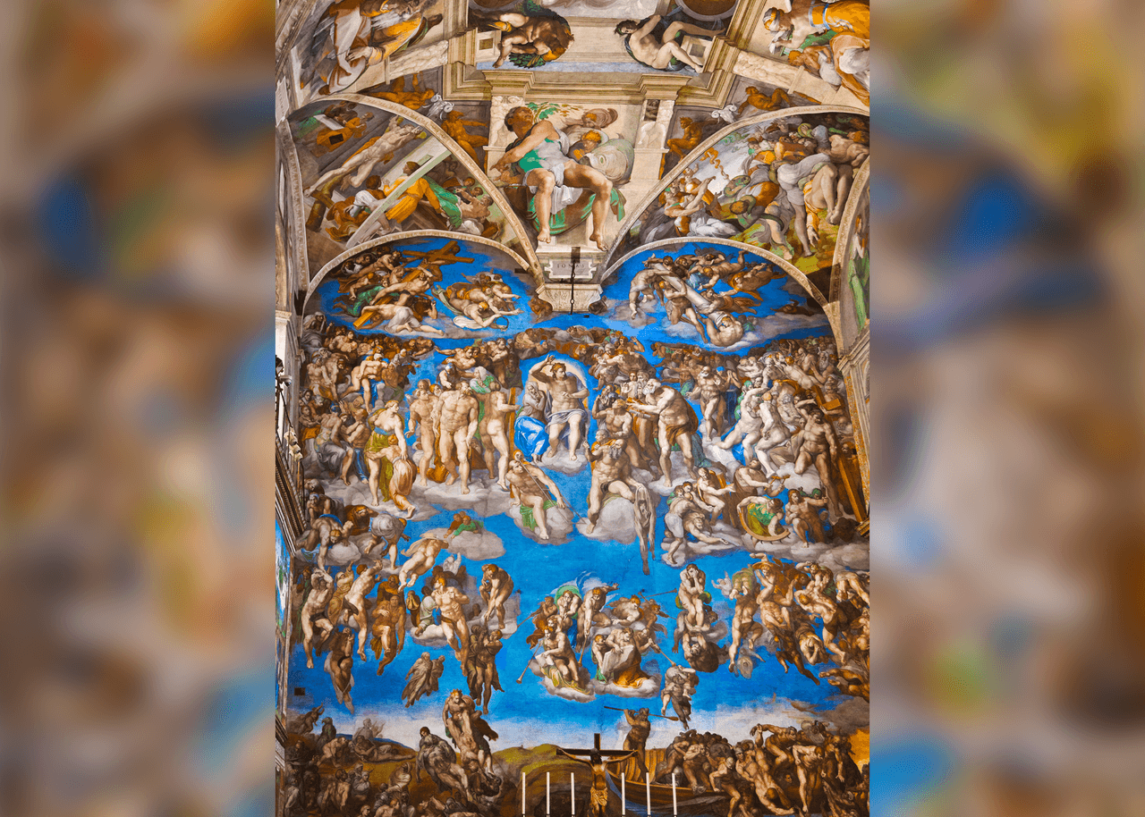 El Juicio Final. Fresco renacentistas de Miguel Ángel en la Capilla Sixtina. Ciudad del Vaticano. Roma. Lacio. Italia.
<br>