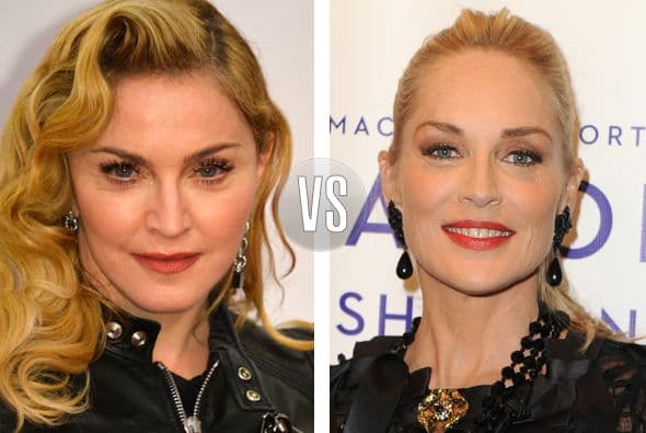 Duelo de divas. Madonna y Sharon Stone se encuentran en los 55 añotes, ¿quién gana? Más videos de Chismes aquí.