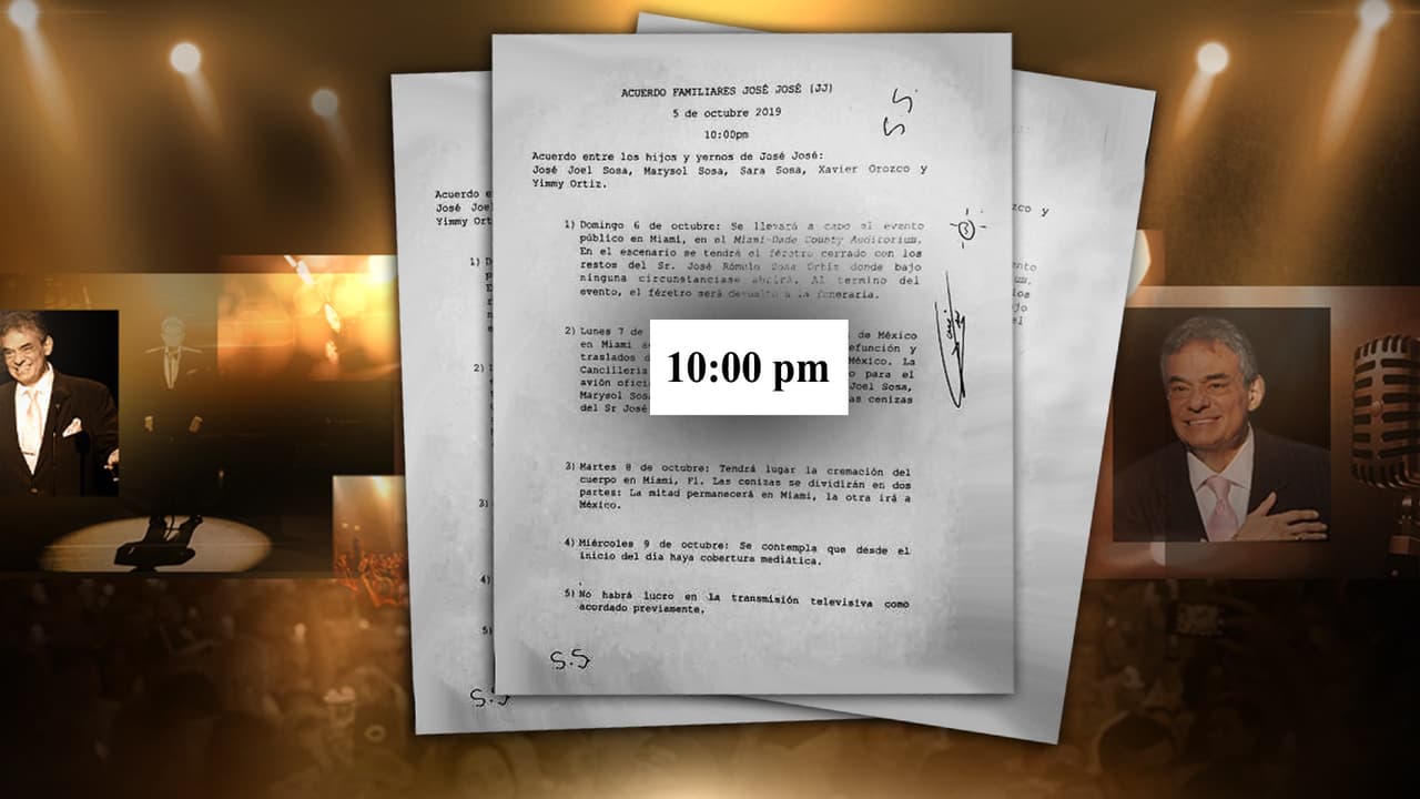 En la tarde del martes se divulgó lo que sería el documento firmado por los tres hermanos y la última esposa de José José, Sara Salazar, en el que se confirma el acuerdo en el cual el cantante sería cremado, y sus cenizas repartidas en dos partes. 
<br>