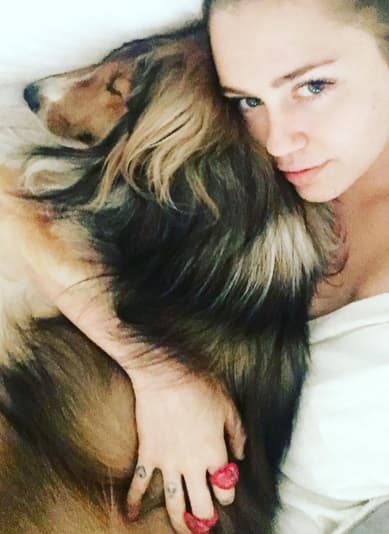 Floyd es uno de los perros que más amó Miley, el cachorro murió hace un tiempo y no paró de rendirle homenajes en sus conciertos.