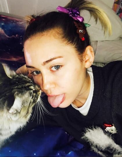 Y es que el amor de Miley por los animales es tan extremo, que siempre permite que sus mascotas le hagan todo tipo de cariños.