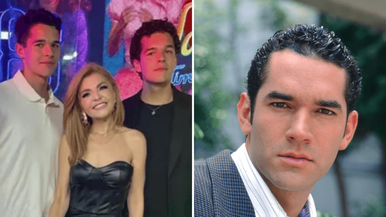 Itatí Cantoral con sus gemelos / Eduardo Santamarina de joven