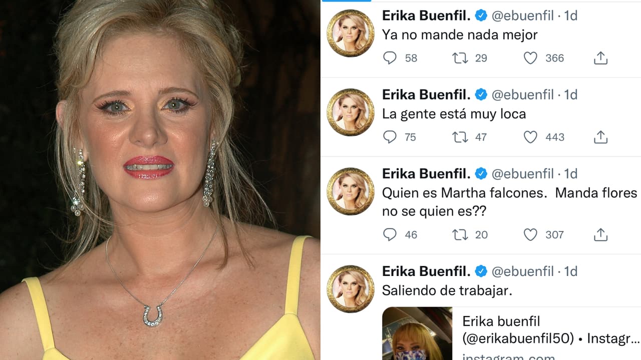 Estos fueron los primeros tuits de Erika Buenfil pidiendo a una persona que "no le manadara nada".
