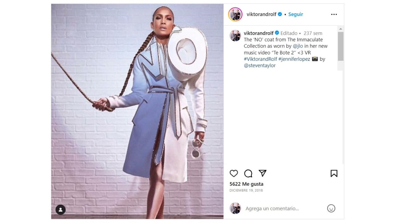 JLo lució así en el video de ‘Te boté’.