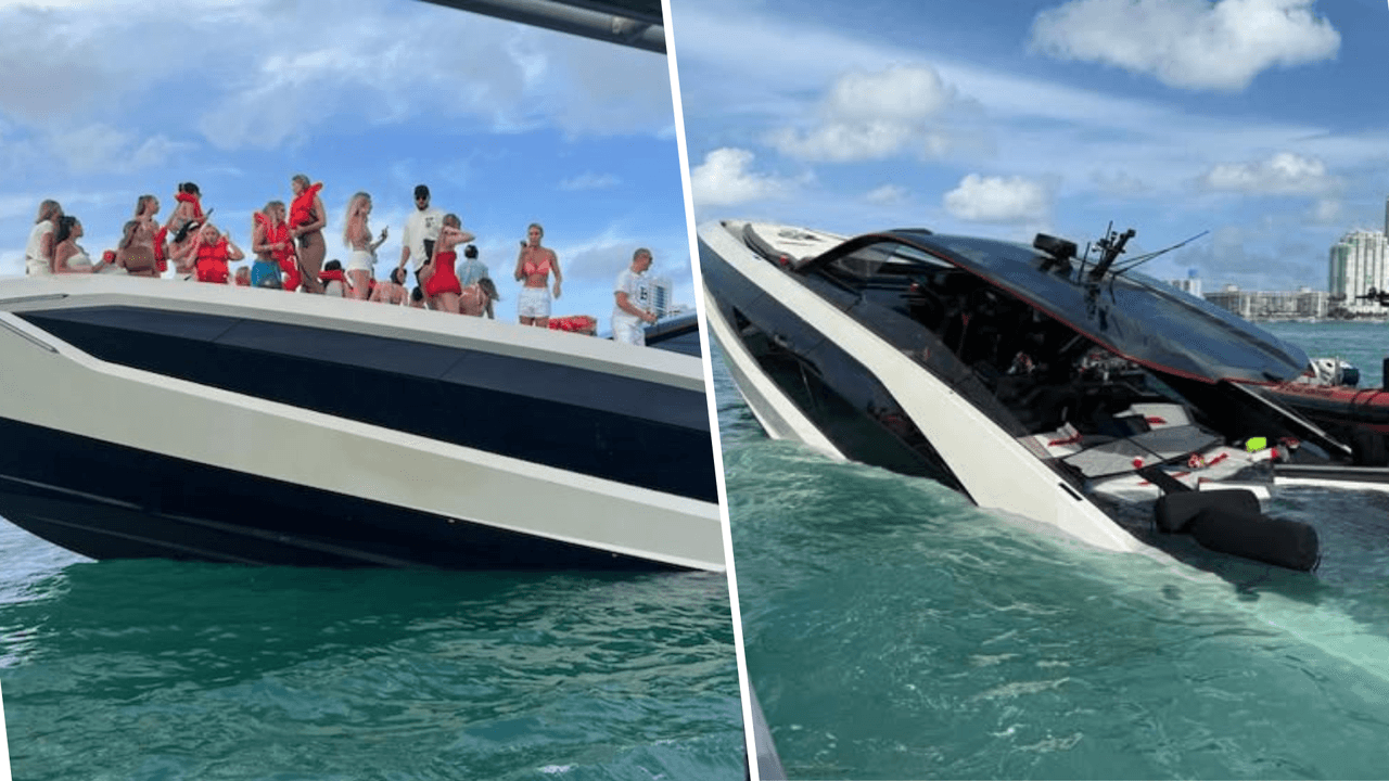 Qué causó que un yate Lamborghini de $4 millones se hundiera en Miami Beach, con 32 pasajeros a bordo
