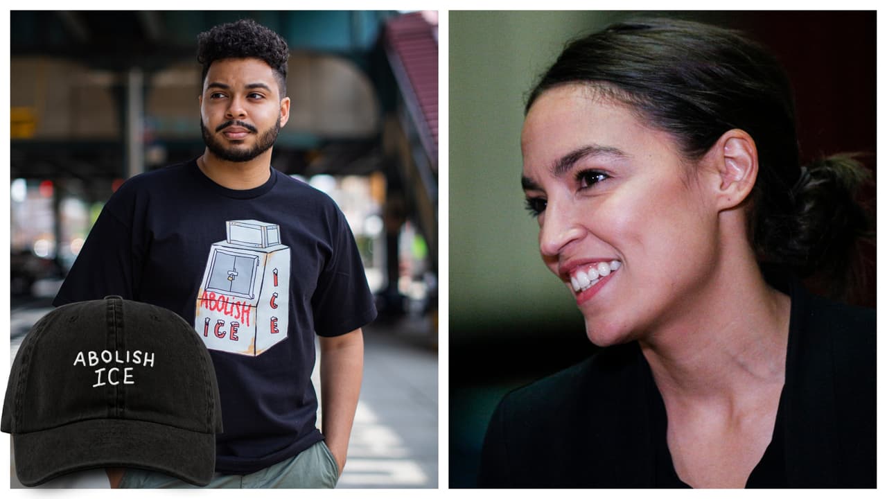 Alexandria Ocasio-Cortez vende camisetas con el lema de 'Abolir ICE' en una tienda en línea 