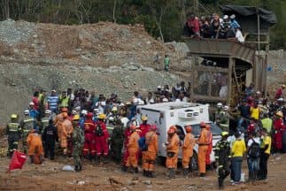 Imagen de la mina ilegal que se derrumbó el miércoles pasado en Colombia.
