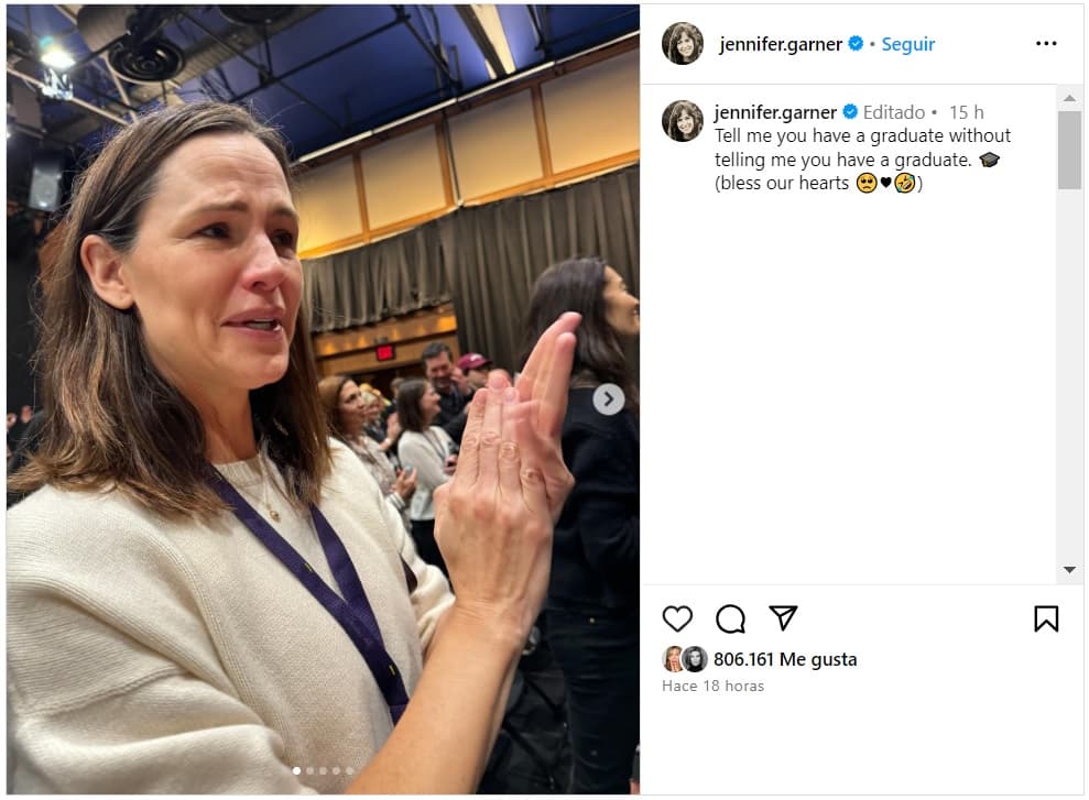 Jennifer Garner se mostró vulnerable debido a la graduación de su hija Violet.