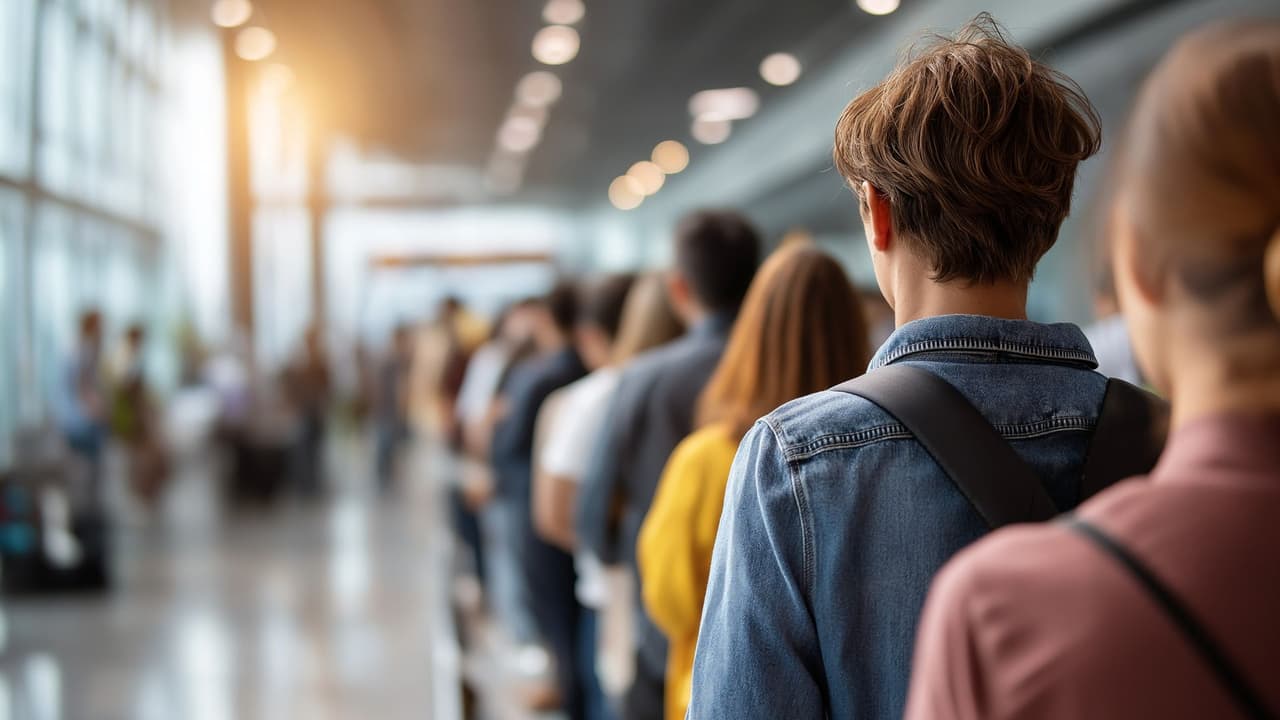 <h3 class="cms-H3-H3">Ejemplo en DFW 💡 </h3>👉🏻 Vuelo a las 7:00 a.m., Terminal D.
<br>A las 4:45 a.m.,
<b> revise la página de seguridad.</b>
<br>Ve dos opciones:
<br>Checkpoint 1: 25 minutos 🔴
<br>
<b>Checkpoint 2: 8 minutos </b>🟢
<br>Entra por el segundo. 
<b>Ahí ganó casi 20 minutos sin correr.</b>