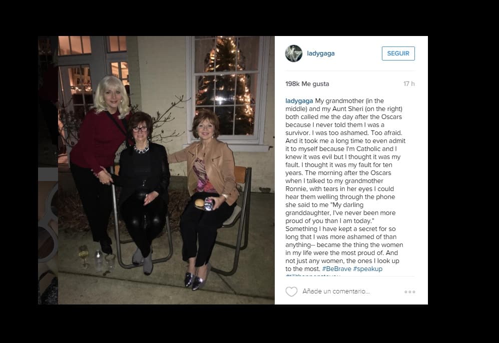 Con todo el sentimiento, Gaga reveló esta imagen de su abuela y su tía, quienes la contactaron luego de su participación en el Oscar para comunicarle que, hasta ese momento, desconocían lo que había vivido...