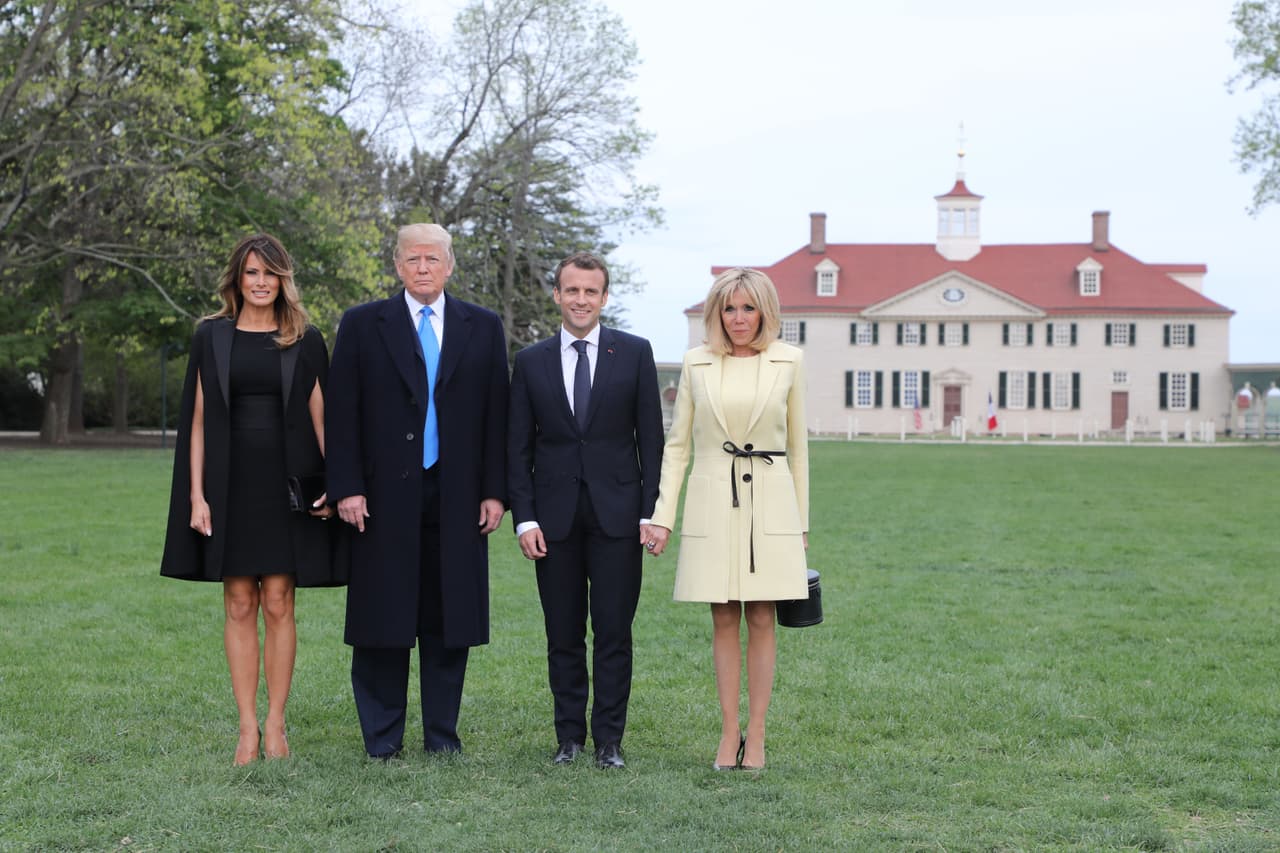 Los mandatarios y sus esposas de visita en Mount Vernon, la hacienda de el primer presidente de los EEUU, George Washington. Es la primera vez que Donald Trump recibe una visita de Estado desde que asumió el cargo en 2017.