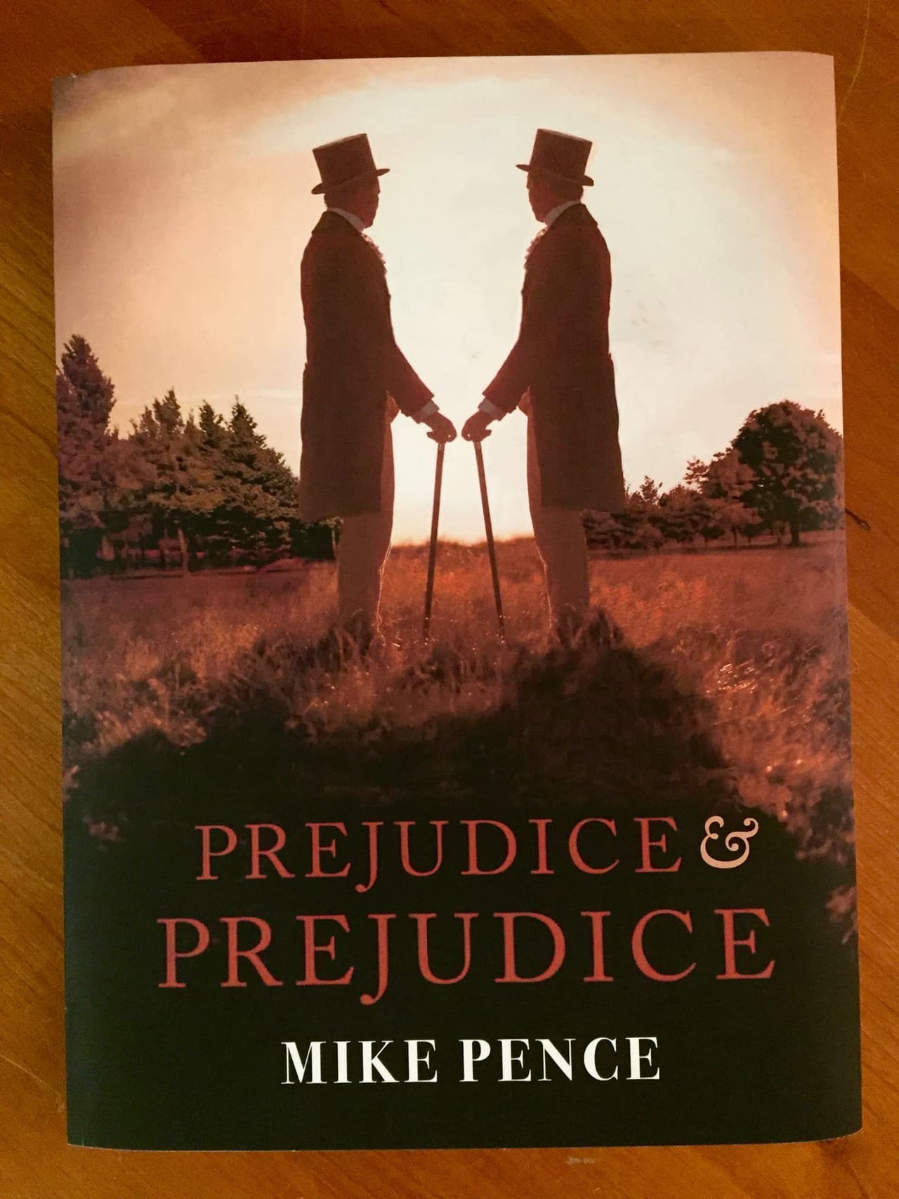 Apelando al emblemático libro
<b>'Orgullo y Prejuicio', de Jane Austen</b>, Scott Rogowsky le cambia el nombre a la autora por el del vicepresidente
<b>Mike Pence</b> e interviene ligeramente el título dejándolo:
<b> Prejuicio y Prejuicio.</b>