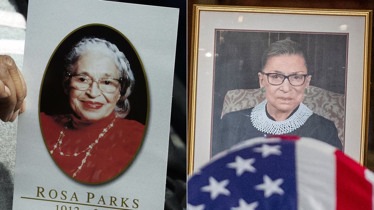 En 1955, Rosa Parks se negó a moverse hacia la zona correspondiente a negros en un autobús en Montgomery, Alabama, un incidente que impulsó el 
<a href="https://www.univision.com/noticias/politica/12-etapas-de-la-vida-de-martin-luther-king-que-marcaron-la-lucha-por-los-derechos-civiles-fotos"><u>movimiento por los derechos civiles que lideró Martin Luther King</u></a>. Ruth Bader Gisnburg, una estricta jurista comprometida con las causas liberales, se convirtió en una 
<a href="https://www.univision.com/noticias/elecciones-en-eeuu-2020/el-homenaje-grafico-a-ruth-bader-ginsburg-la-jueza-que-se-hizo-un-impensado-icono-de-la-cultura-pop-fotos-fotos"><u>pionera de la igualdad de género en el Máximo Tribunal del País</u></a>. Son las únicas mujeres que han recibido honores funerarios en el Capitolio de Estados Unidos. 
<br>