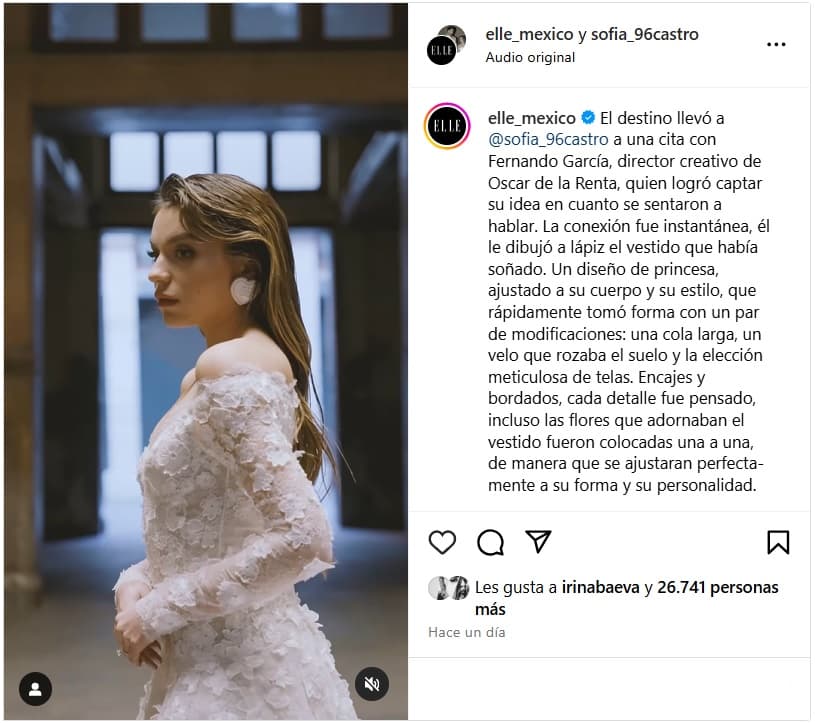 Sofía Castro contó detalles de su exclusivo vestido de novia.