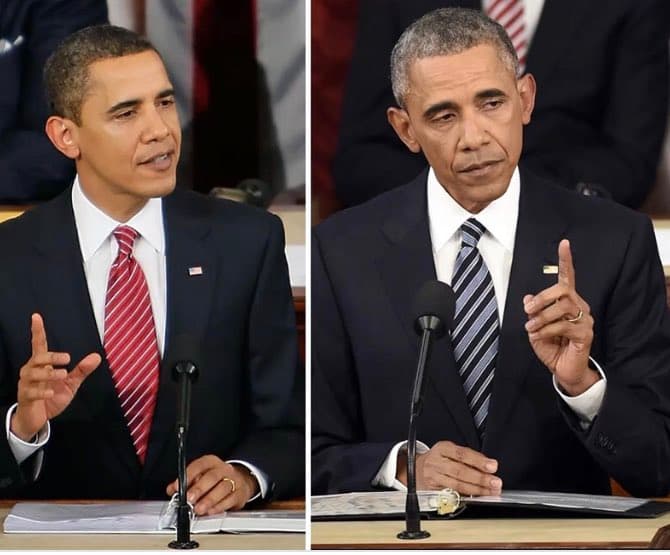 Y hasta con las fotos del expresidente de EEUU,
<b>Barack Obama</b>, al paso de lo años.