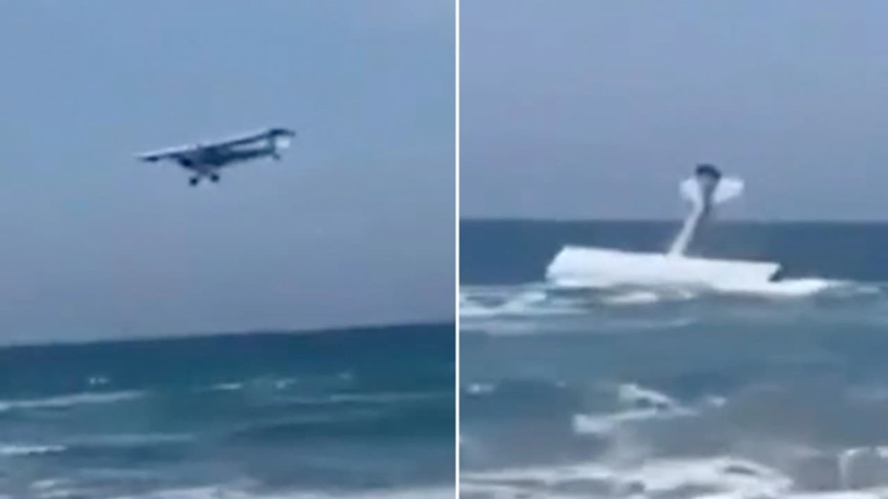 Rescatan a piloto después de que su avioneta cayera al mar en Huntington Beach