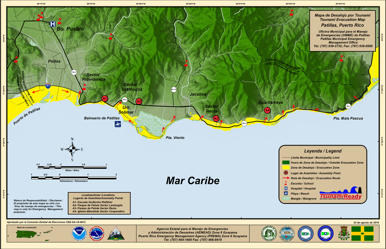 Mapa de desalojo de Patillas