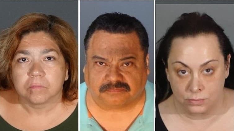Tres personas convictas por cometer fraude migratorio en Los Ángeles. De izquierda a derecha: Eblin Balver, Augusto González De La Cruz y Romina Aida Zadorian.