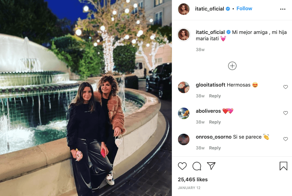 <a href="https://www.univision.com/famosos/lucero-mijares-itati-cantoral-ponerle-besos-fotos">La actriz</a>, conocida por su papel de Soraya Montenegro en la telenovela 
<i>María la del barrio</i>, constantemente expresa que María es su “mejor amiga” y “el amor de todos mis amores”.