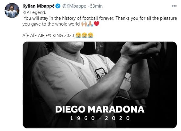 Los íconos del deporte se despidieron de Diego Armando Maradona en redes sociales.