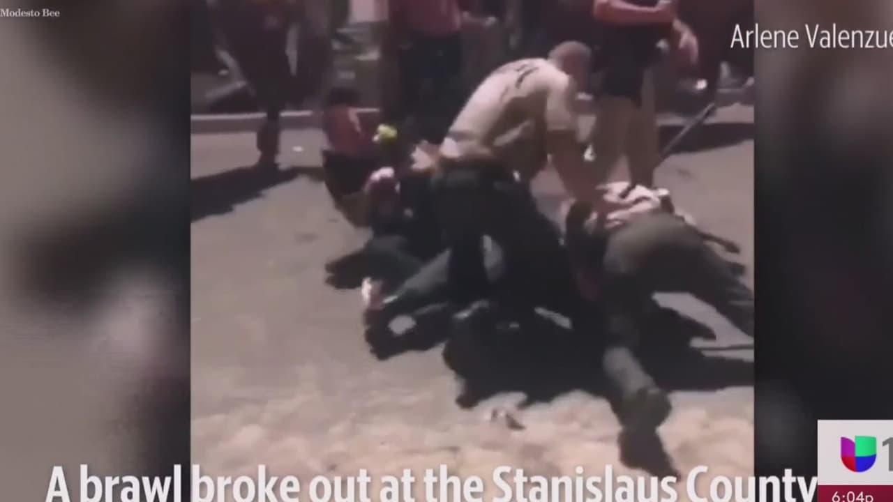 Un caballo golpeado, cuatro oficiales heridos, y cinco personas arrestadas es el resultado de una pelea en la Feria del Condado de Stanislaus