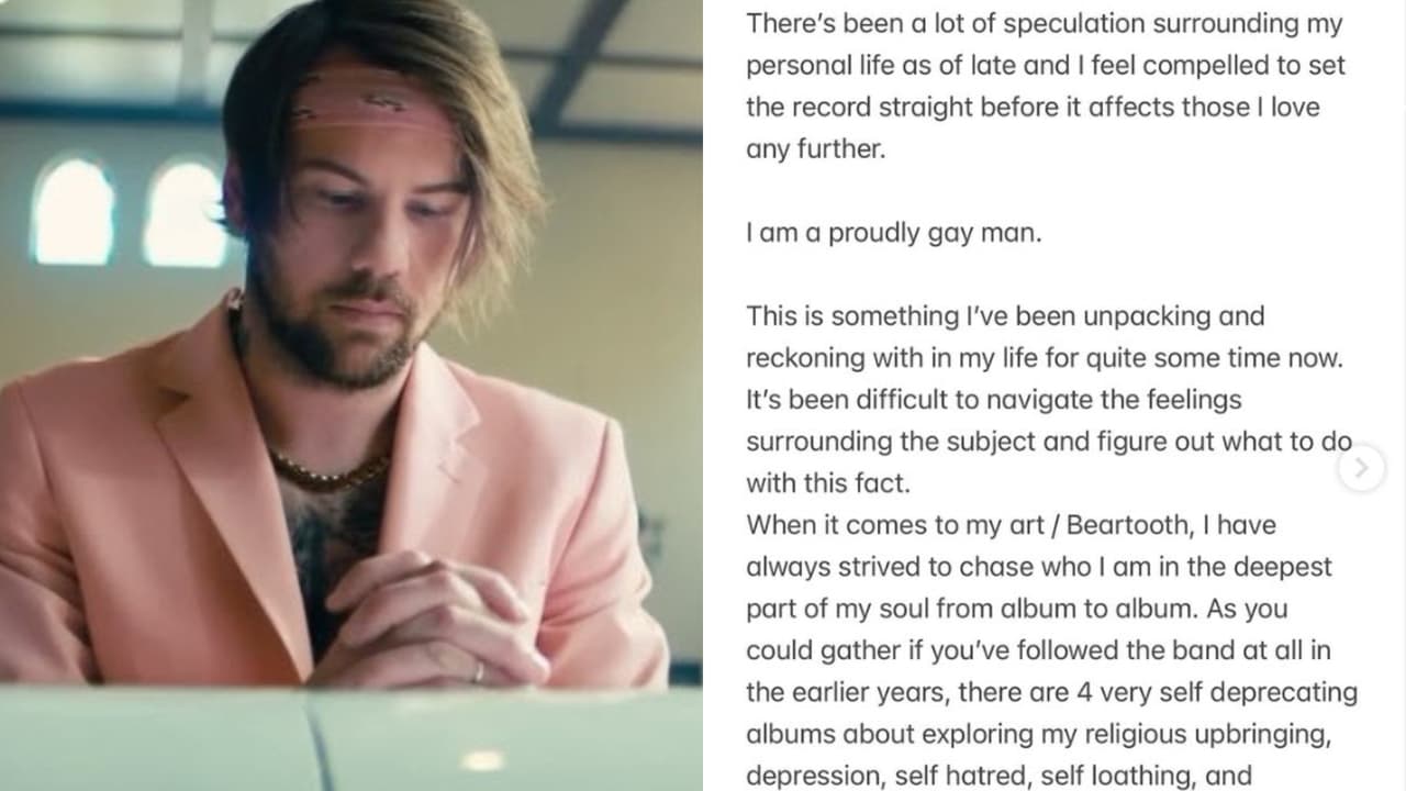 Caleb Shomo, vocalista de la banda Beartooth, hizo público que es gay con este comunicado en Instagram.