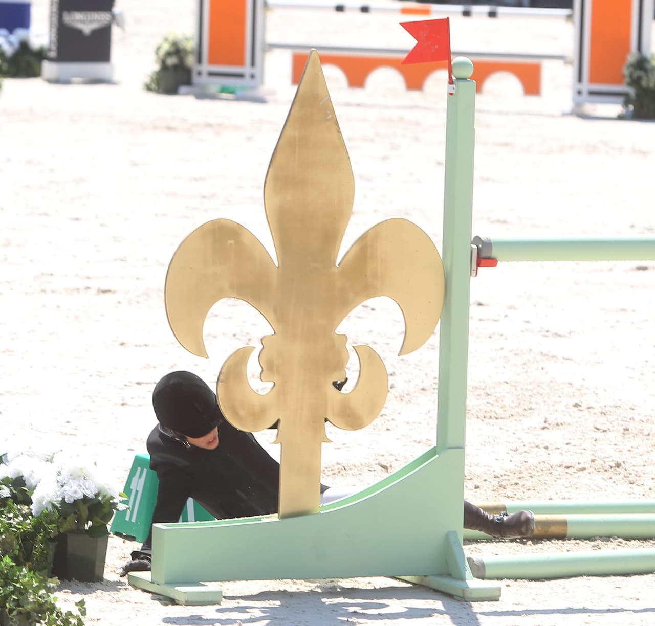 El caballo sobre el que practicaba no logró saltar debidamente.