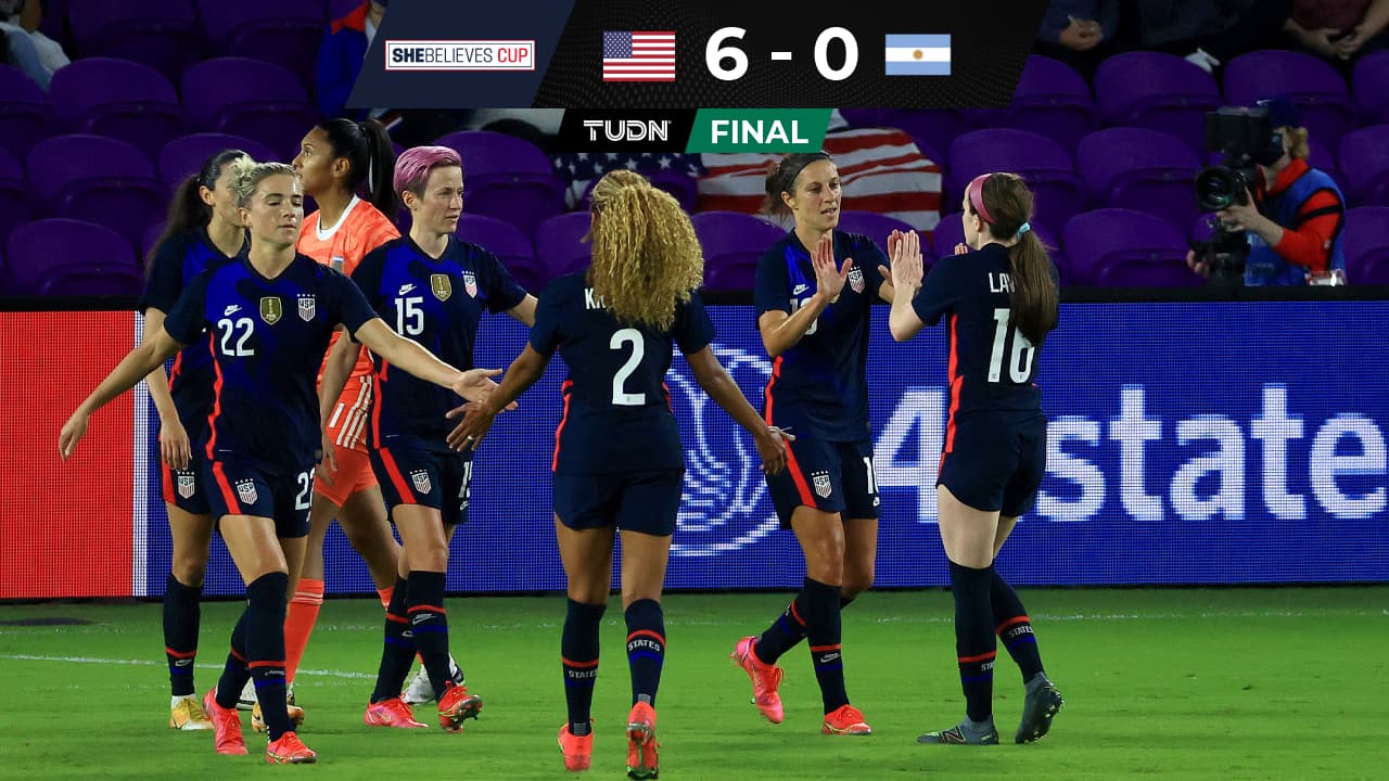Estados Unidos goleó a Argentina y se llevó la SheBelieves Cup