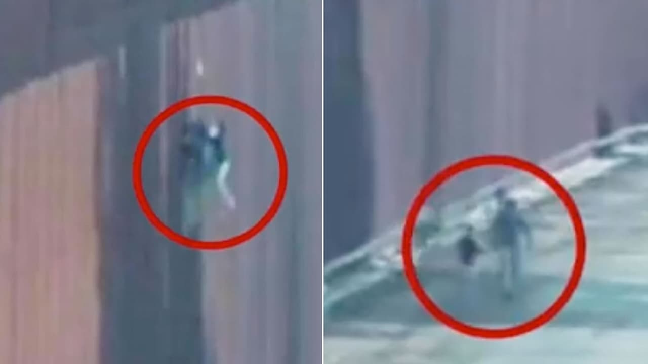 Video capta como un traficante abandona a niña de 7 años tras cruzar el muro fronterizo