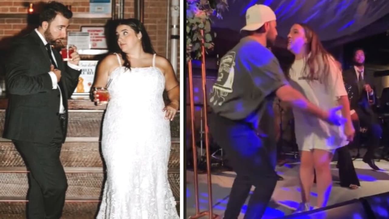 Los novios se mostraron felices al llevar sus pijamas