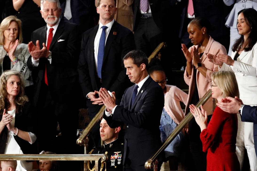 The moment that members of congress from both parties rose to give a standing ovation to Venezuela's interim President Juan Guaido during the State of the Union address by President Trump.