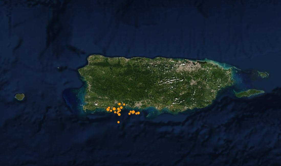 Registran sismos al sur de Puerto Rico