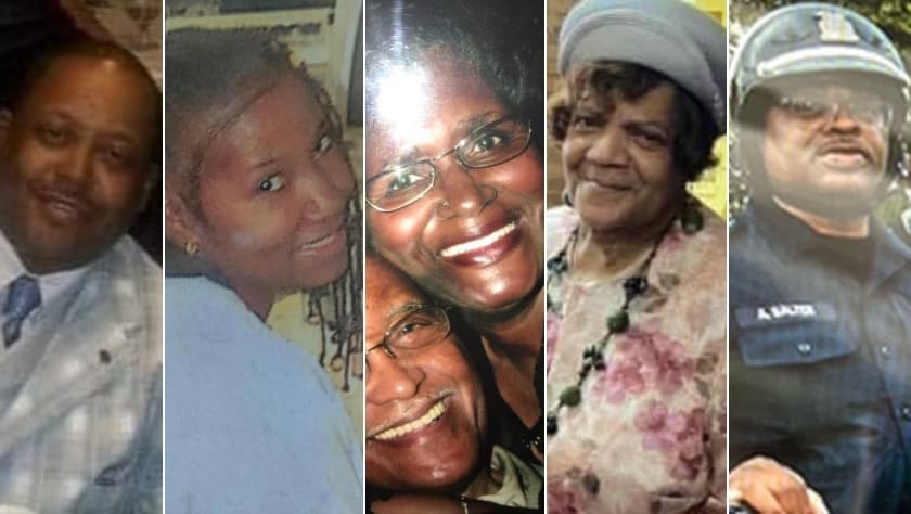 De izquierda a derecha: Heyward Patterson, Geraldine Talley, Ruth Whitfield, Pearl Young y Aaron Salter.