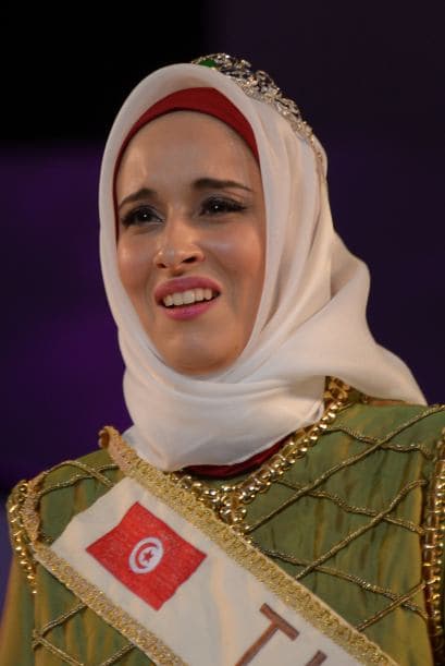 Con esa sonrisa y alegría, Fatma Ben Guefrache, una joven tunecina de 25 años recibió el título de Miss Musulmana 2014.