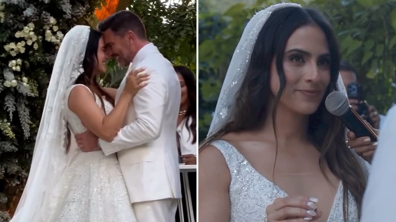 Esposa de Julián Gil responde a quien critica que para su boda se peinó "como si estuviera en casa"