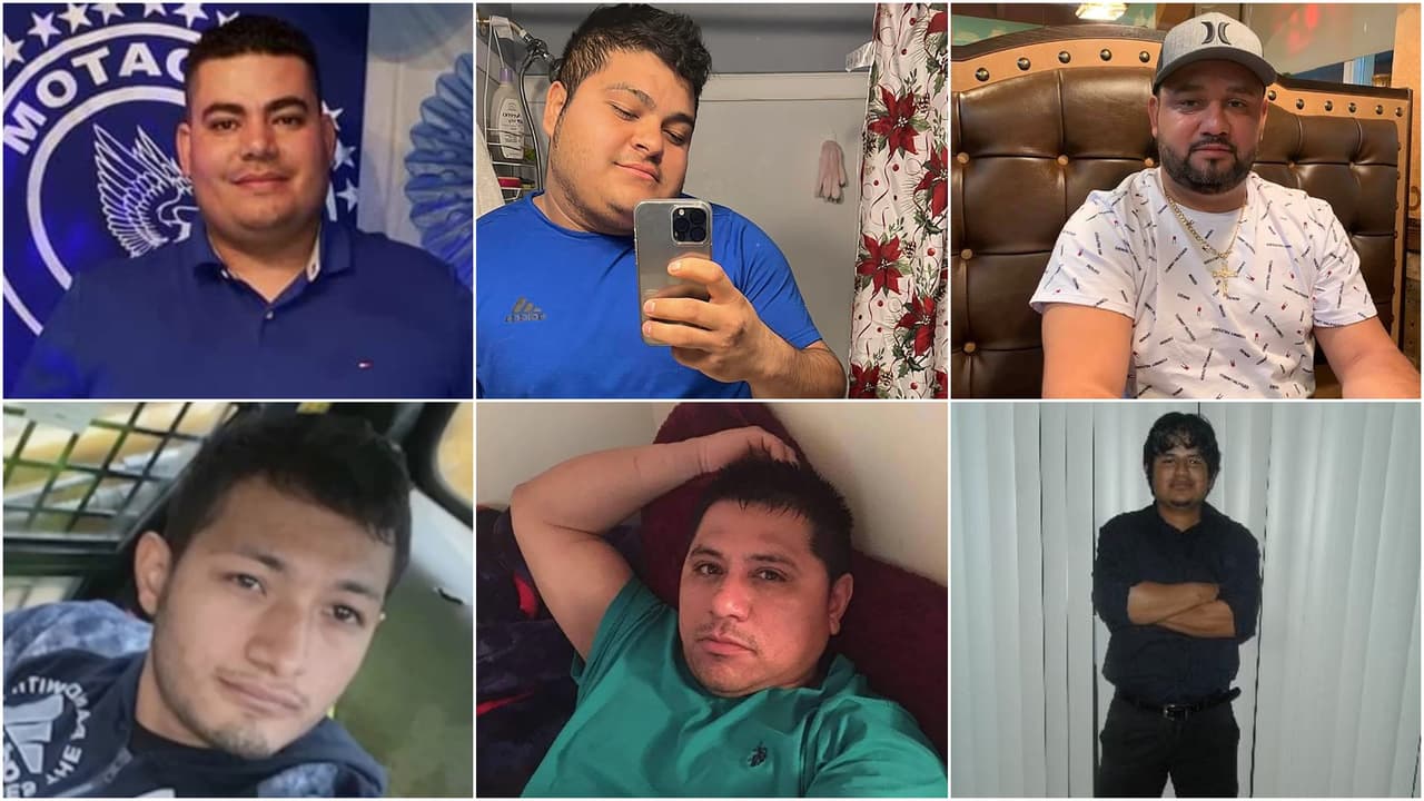 <b><a href="https://www.univision.com/local/washington-dc-wfdc/muertos-hispanos-muertos-colapso-francis-scott-key-baltimore" target="_blank">Seis hombres de origen hispano</a></b> que fallecieron mientras se ganaban la vida. De izquierda a derecha: 
<b>Maynor Yassir Suazo Sandoval</b>, de 38 años de Honduras; 
<b>Dorlian Castillo Cabrera</b> de Guatemala; 
<b>José Mynor López, de 37 años,</b> padre de dos menores y todavía desaparecido; 
<b>Carlos Hernández</b>, mexicano de 24 años; 
<b>Miguel Luna</b> padre de tres hijos de El Salvador; 
<b>Alejandro Hernández Fuentes</b>, de 35 años, natural de Veracruz, México.