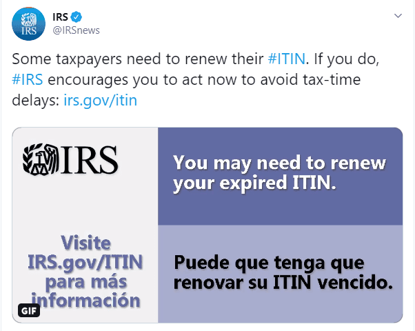 Contribuyentes con número de ITIN vencido deben de igual manera presentar su declaración de impuestos