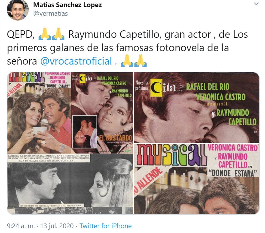 La protagonista de 'Rosa Salvaje' compartió las fotografías de algunos de los trabajos que hizo junto al fallecido actor en las fotonovelas.