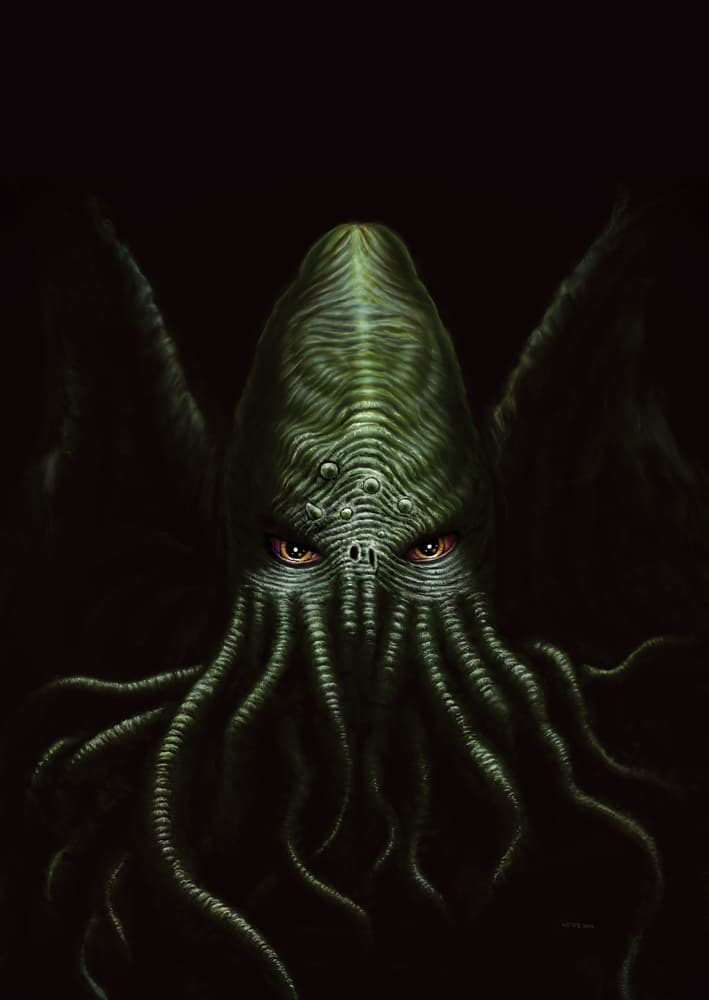 <b>CTHULHU</b> - Es una criatura extraterrestre con cabeza similar a un calamar o pulpo, con tentáculos sobre su boca, que en realidad proviene de un relato del afamado autor H.P. Lovecraft