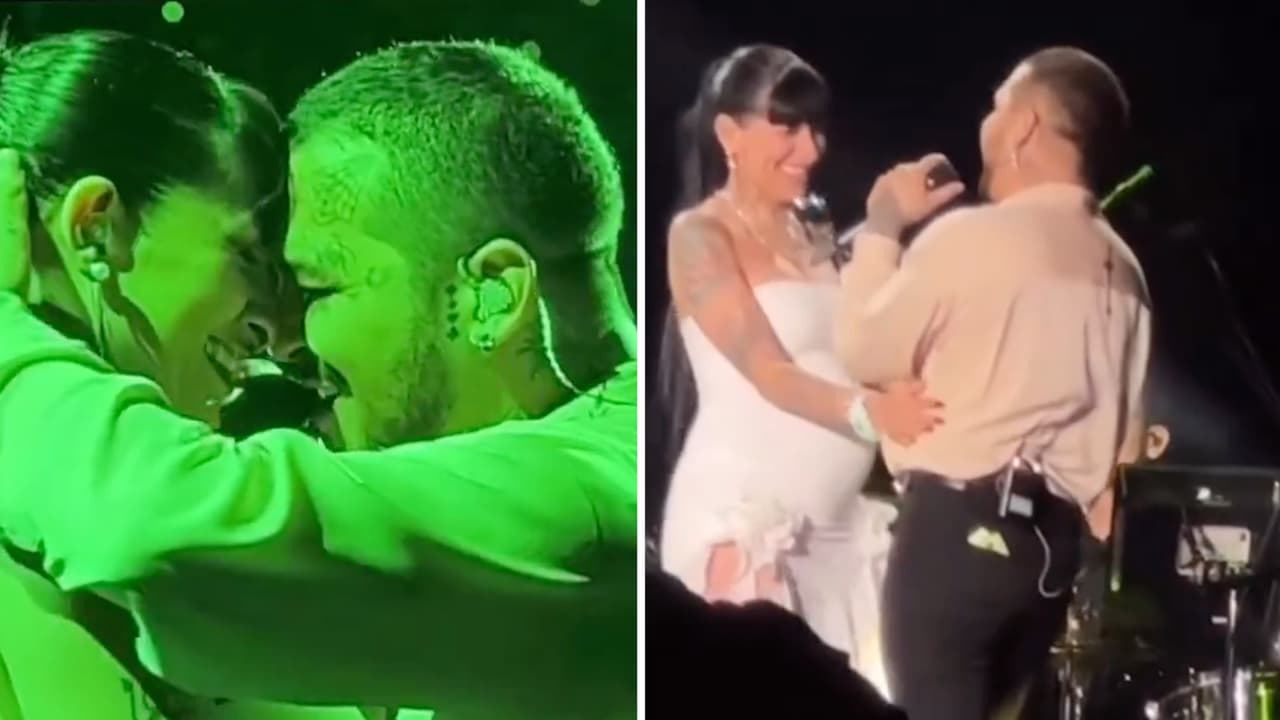 Nodal presume ante miles pancita de embarazo de Cazzu y le canta por primera vez el tema que le compuso